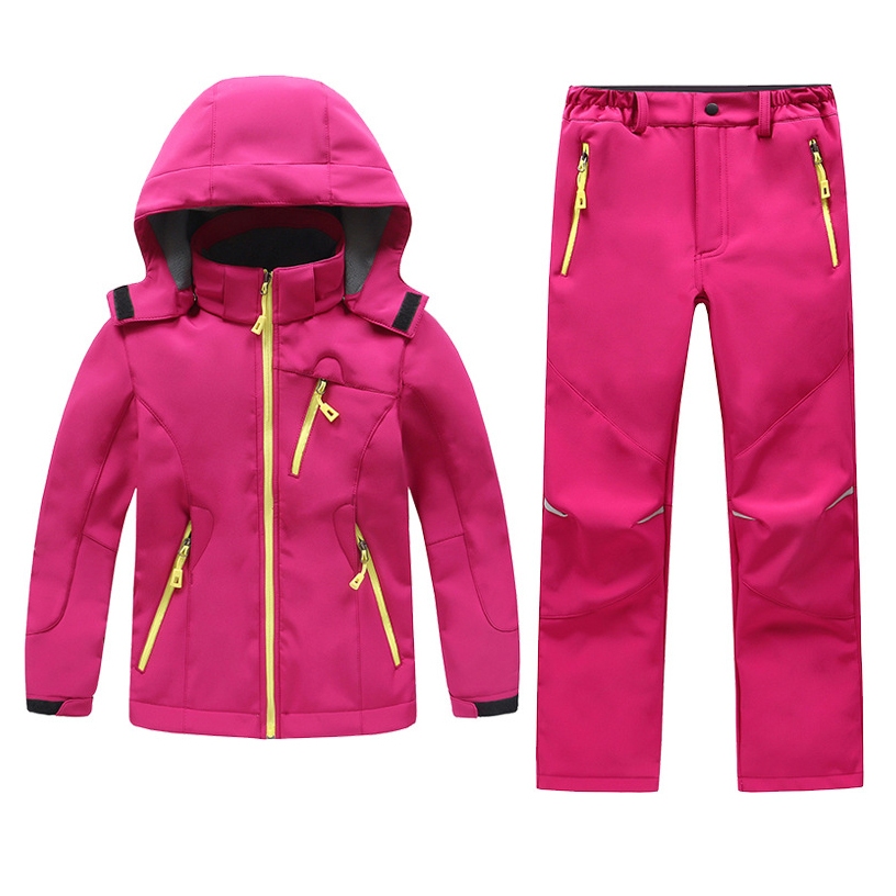 Kids Sets Casacos De Velo + Calças Winter Boy Girl Softshell À Prova D'água Roupa De Esqui Esportivo Para Crianças SW461