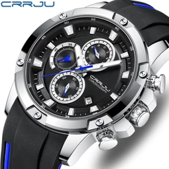 CRRJU Relógios Dos Homens Marca Original Luminosa Multifuncional Moda Business Casual Quartzo De Couro De Borracha À Prova D'água 2298 X