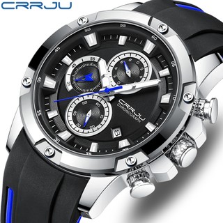 CRRJU Relógios Dos Homens Marca Original Luminosa Multifuncional Moda Business Casual Quartzo De Couro De Borracha À Prova D