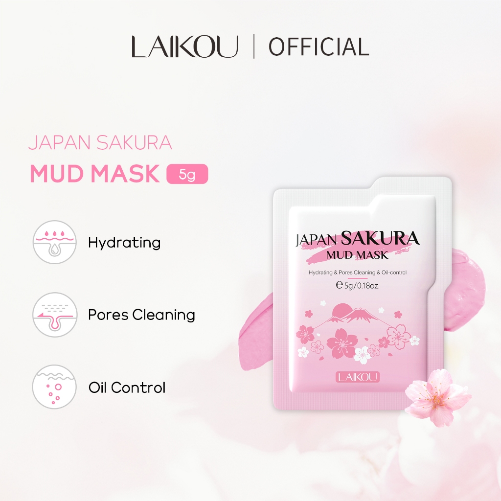 LAIKOU Japão Máscara De Lama Sakura 5g * 1pc Limpeza Profunda Da Pele Óleo Hidratante Conrtol Anti Envelhecimento
