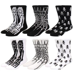 Meias De Skate Femininas Criativas De Algodão Macio Hip Hop Crazy Scary Skull Paw Prints Funny Halloween