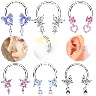 Anel De Ferradura De Aço Inoxidável , nasal , Pólo C , Prego De Orelha De Coração De Pêssego , Acessório De Perfuração De Septo em Oferta na Shopee