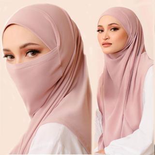 Jifang Plain Hijabs Muçulmanos De Uso Duplo Suave Instantâneos De Dupla Camada Máscara Facial De Borda Redonda Cabeça Do Queixo Capa Pescoço Shawl Pashmina PW09 em Oferta na Shopee