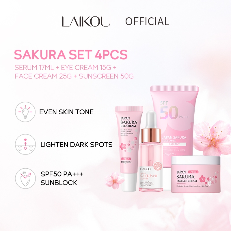 LAIKOU 4 Peças Creme Removedora De Rejuvenescimento Do Protetor Solar Sakura SPF50 - Beauty