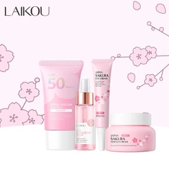 LAIKOU Sakura SPF50 Protetor Solar Soro Brilhante Fade Blemishes Hidratante Conjunto De Cuidados Com A Pele 4pcs