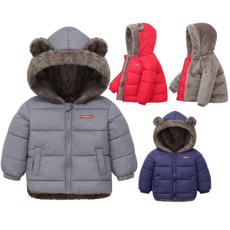 Baby Boys Casacos Para Meninas De Algodão Com Capuz Espesso Vestuário De Velo Inverno Acolchoados