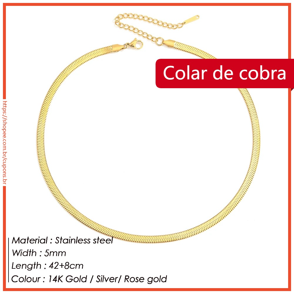 Colar de cobra plana versátil colar de osso de cobra colar masculino e feminino