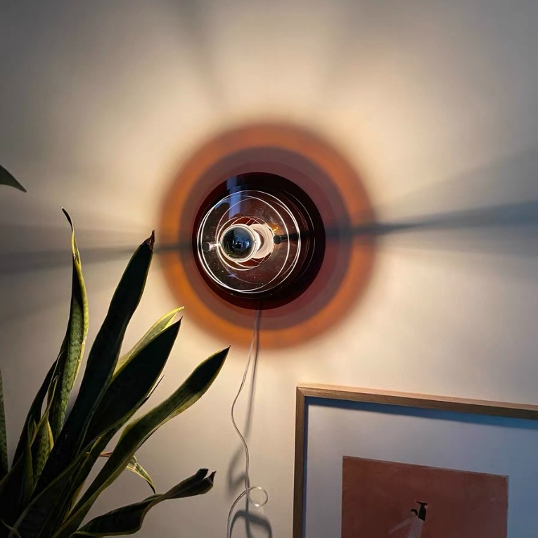 Arandela de Parede LED Circular de Vidro Camadas, Luminária Projetora de Luz Radial para Sala Moderna