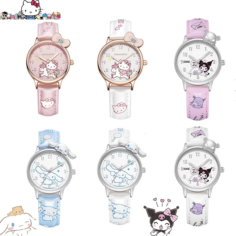 Novo Relógio Sanrio Kuromi Quartz Watch Cartoon Cinnamoroll Kitty À Prova D'água em Oferta na Shopee