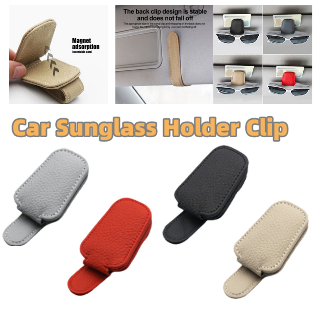 Clip Para Óculos De Sol Universal Carros Magnético De Couro PU Visor Solar Acessórios Ticker Card