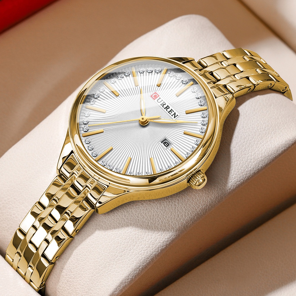 CURREN Relógio Feminino Novo Ponteiro Luminoso Moda Simples De Aço Inoxidável Co