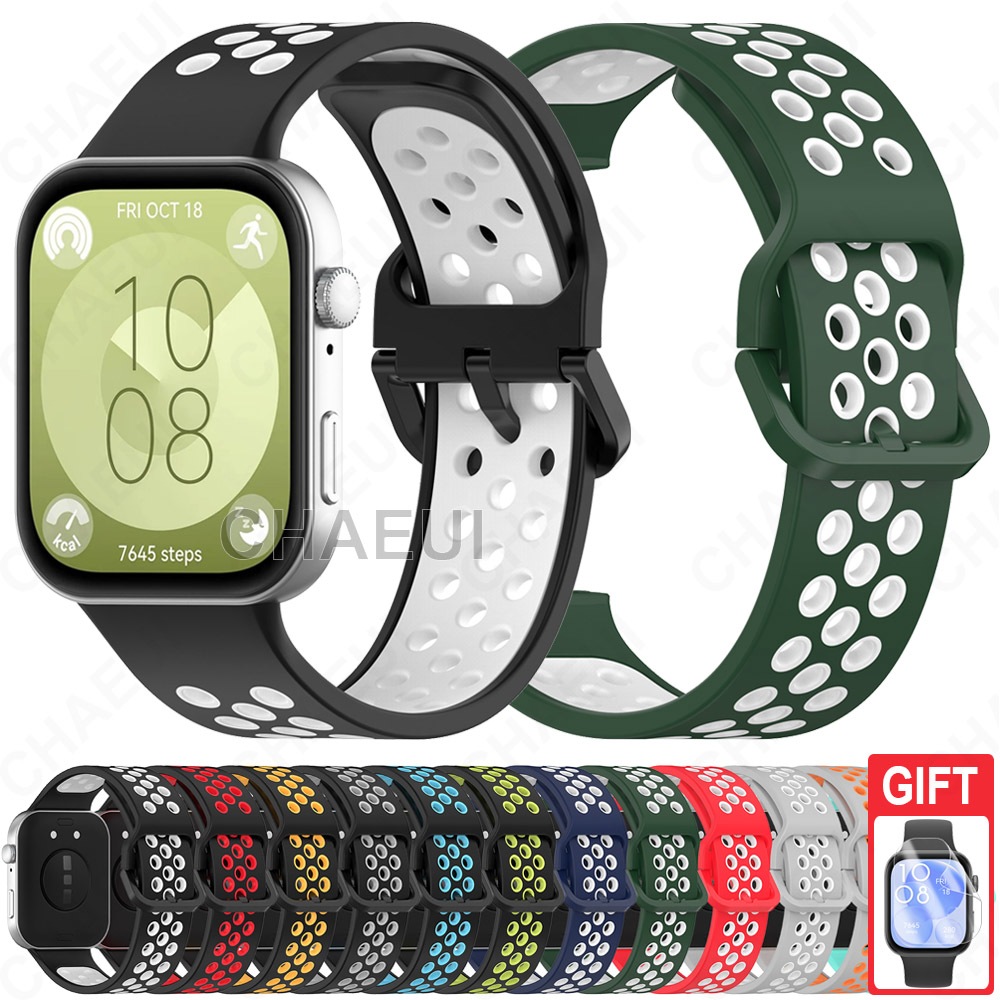 Pulseira De Substituição De Silicone Cor Dupla Para Huawei Watch Fit 3 4 5 Pro