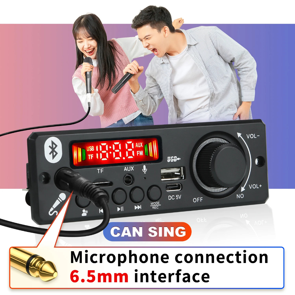 Amplificador De 6W Placa Decodificadora Bluetooth DIY MP3 WAV DC 12V 2 * 3W Carro Sem Fio USB MP3 Player TF Slot FM