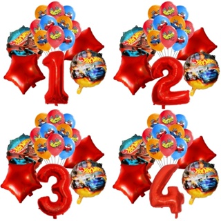 15pcs Hot Wheels Aniversário Festa De Balloon Bouquet Decorações 32 Polegadas Vermelho Número 1o 2o Conjunto Balões Carros Flamme Globos Para Meninas em Oferta na Shopee