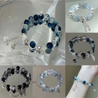 Exquisita Moda Galáxia Versátil Super Fada Estrela Porcelana Borboleta Para Mulheres Pulseira Elástica De Cristal Jóias em Oferta na Shopee