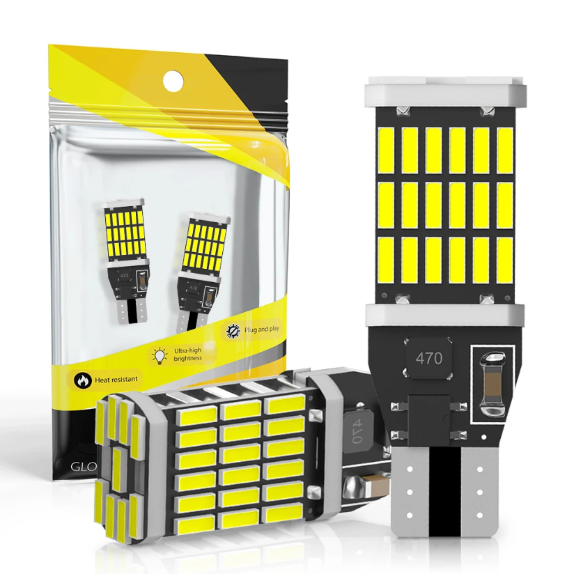 2PCS Canbus W16W T15 920 921 912 LED 4014 45 chips Lâmpadas Reversas De Estacionamento De Backup Branco Vermelho Amarelo