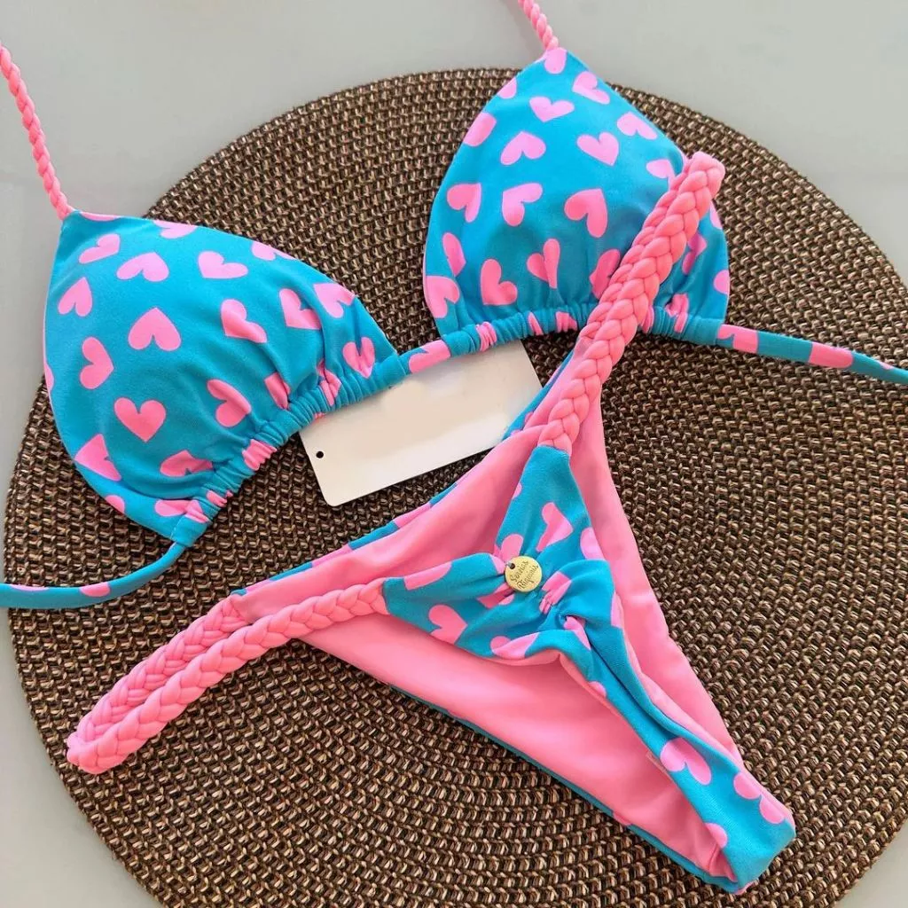 Biquini Feminino Fato de banho  Moda Feminina Impressão Praia Férias