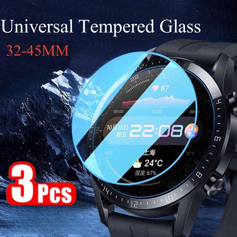 3 Pcs Relógio Universal De Vidro Temperado Smart Watch Para Samsung Huawei Honor Xiaomi Amazfit 26mm 28mm 31mm 36mm 38mm 41mm 45mm Película Protetora De Tela