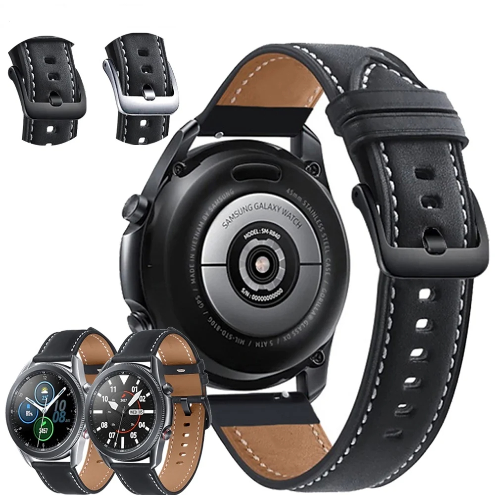 22mm 20mm Pulseira De Couro Para Relógio Samsung Galaxy 3 41 45mm 46mm 42mm O Amazfit GTR GTS 4 3 2 Pulseiras De Huawei GT