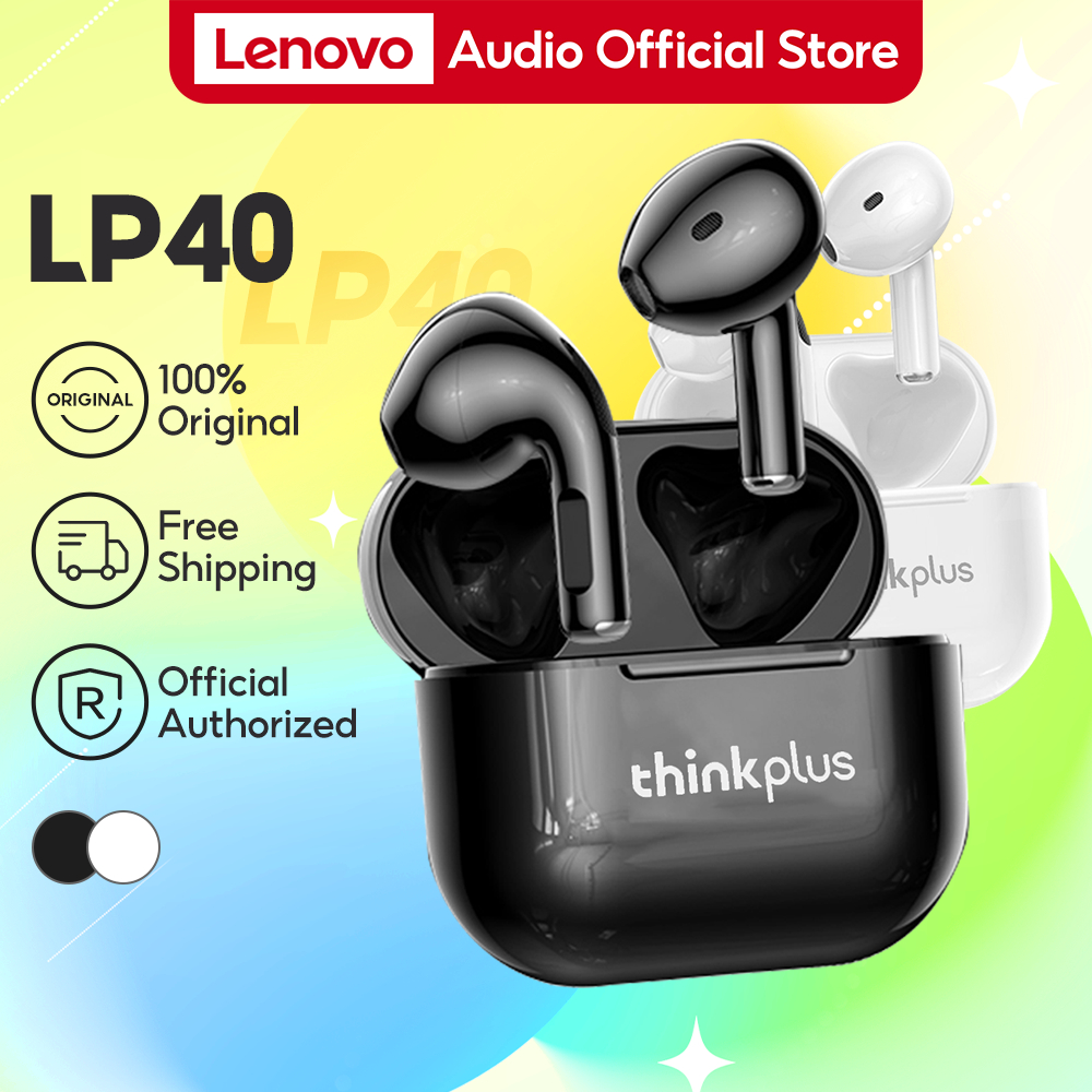 Fone De Ouvido Lenovo LP40 Verdadeiro IPX5 Sem Fio Do TWS Bluetooth 5.1 HD Estéreo Baixo Latecy Gaming Com Microfone Música