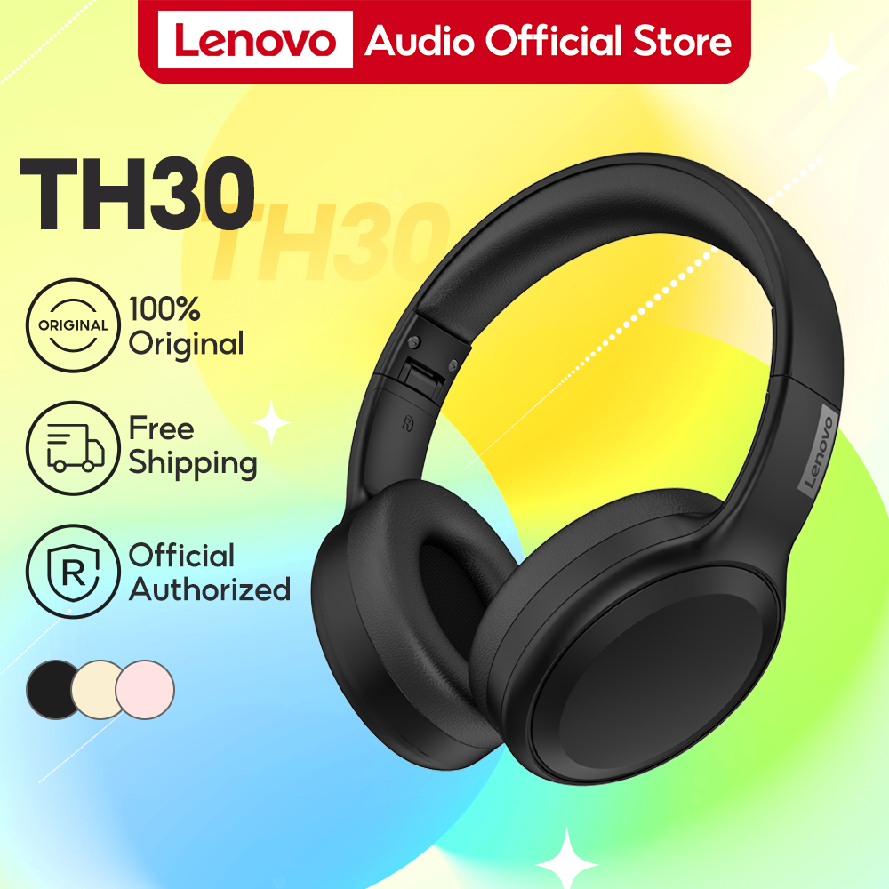 Fone De Ouvido Sem Fio Lenovo TH30 HD Stereo Headphone With Mic Music Audio earpieces Earphone High bass Microphone