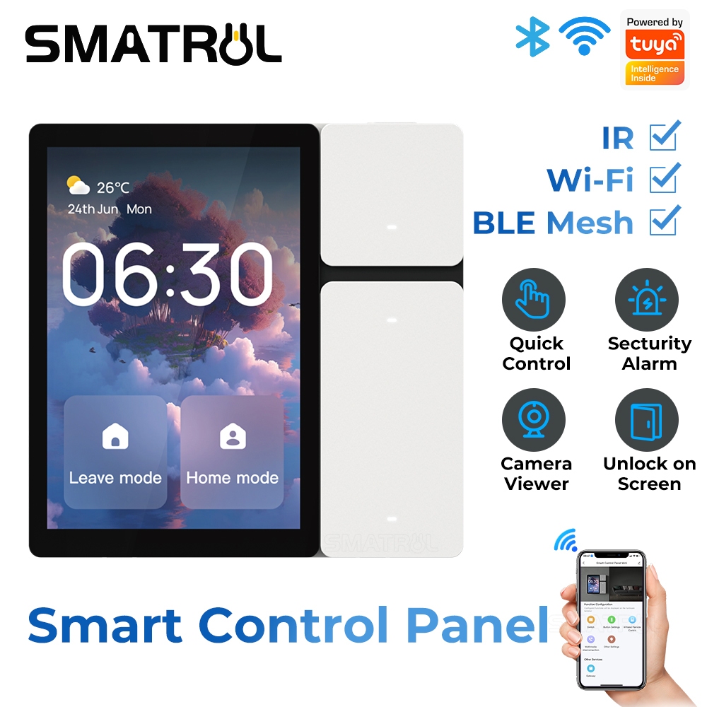 SMATRUL Tuya Tela De Controle central De 3,5 Polegadas De Toque Padrão Europeu Multifuncional Casa Inteligente Com Interruptor De Botão Remoto Infravermelho Do gateway Bluetooth
