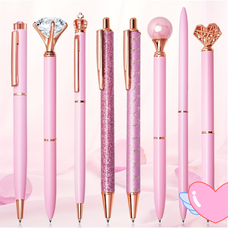 Kit 3/5/8 Caneta Esferográfica Cor-De-Rosa Conjunto De Canetas Esferográficas Metálicas Diamantada Artificial De Fantasia Retráctil Presentes Para Mulheres De Jornalismo em Oferta na Shopee