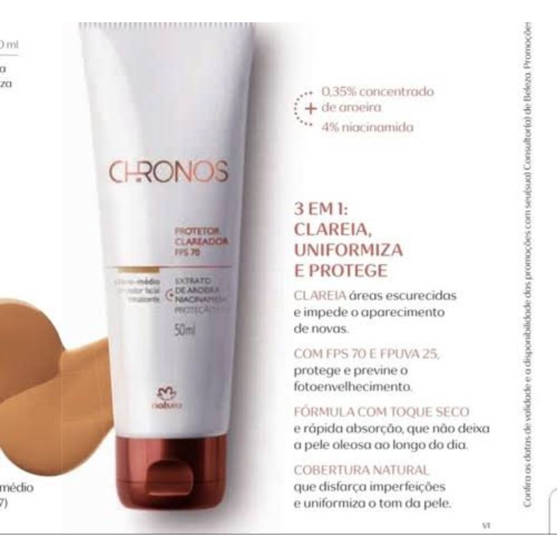 Protetor Clareador FPS 70 Chronos Claro Médio - 50ml em Oferta na Shopee