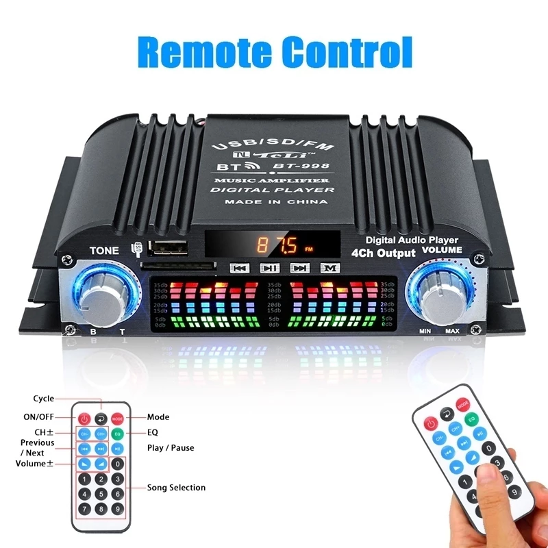 12V Amplificador Digital WiFi 1600W Rádio FM De Canais Bluetooth 5.0 Karaoke Player