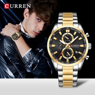 Novo Relógio CURREN Original Marca Relógios Masculinos De Aço Inoxidável Top Luxo Moda Multifuncional Cronógrafo Casual Business Sports Quartz Waterproof 8445 X em Oferta na Shopee