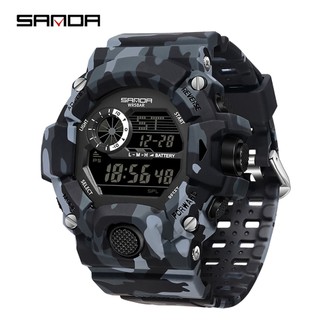 SANDA 2183 Relógio Eletrônico Moda Militar Camo À Prova D'água Ao Ar Livre Relógios De Pulso Com Pulseira De Silicone Para Homens