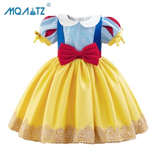 MQATZ Yellow Cosplay Vestido De Bebê Festa Princesa De Manga Curta 0-4 Ano BL048XZ em Oferta na Shopee