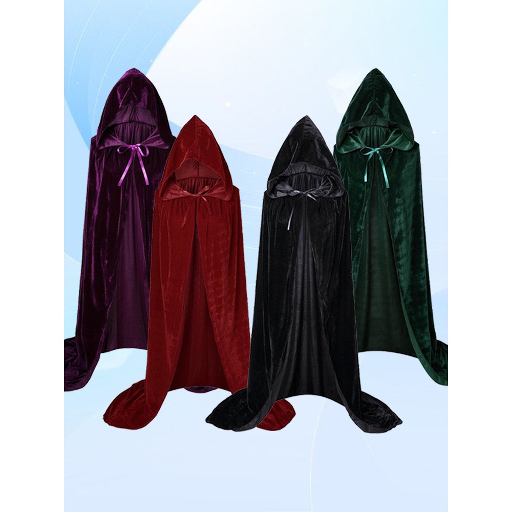 Capa Vampiro Ceifador Grim Cosplay Verde Preto Púrpura Vermelho Cabo Feiticeiro Medieval Halloween Natal Fantasias