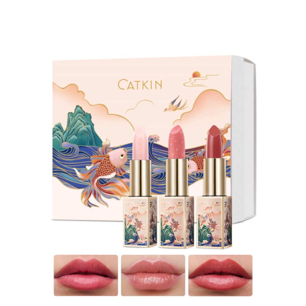 CATKIN Moonlight Tinted Lip Balm Pacote De Presente De Natal 3 Pçs/SET Bálsamo Labial Que Muda De Cor Vitamina-E Hidrata
