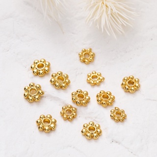 Kunkka 50-100 peças contas de flores de liga 6mm contas espaçadoras flocos de neve para fabricação de colar de pulseira em Oferta na Shopee