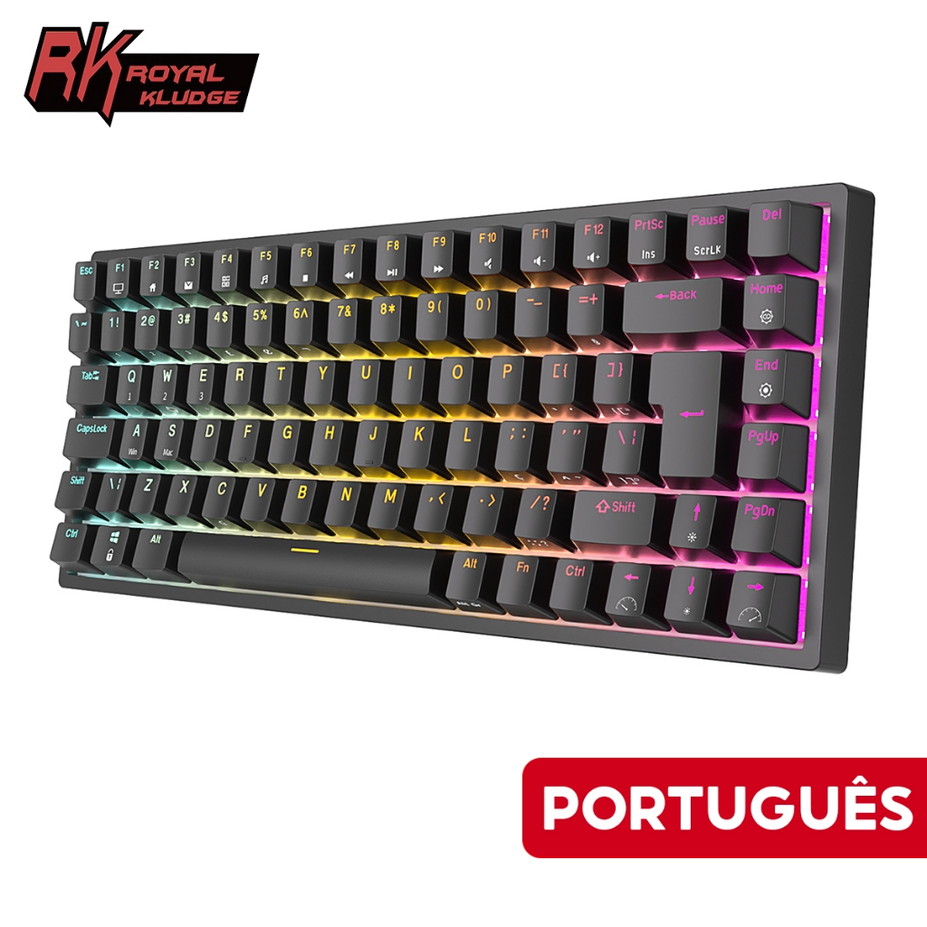 Royal Kludge RK84/RK857 Teclado Mecânico RGB Retroiluminado Bluetooth 2.4G - Computers & Accessories