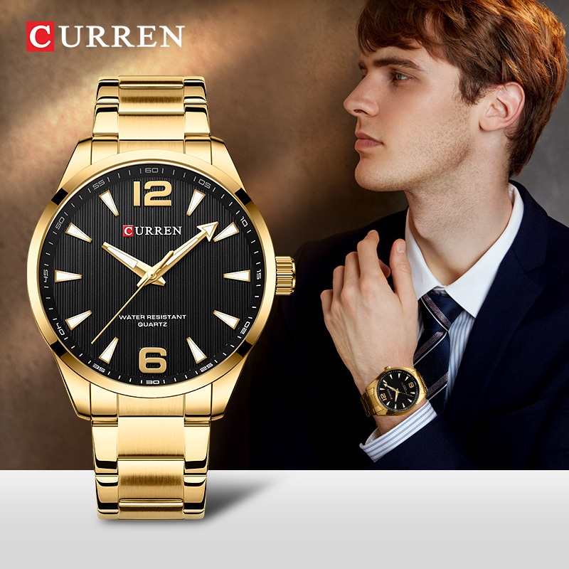 CURREN Relógios Masculinos Marca Original Apontador Luminoso Nova Moda Simples Negócios Casual Aço Inoxidável Quartzo Impermeável 8434 X em Oferta na Shopee