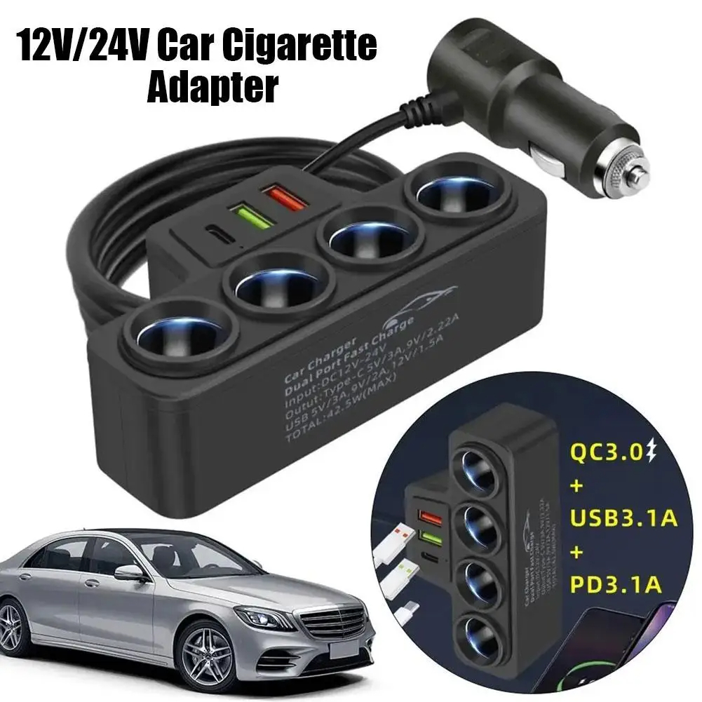 Adaptador De Carregador USB Para De Carro 12/24V 120W Com Eletrônica Automotiva Leve Peças De Reposição Interna Veículos Inversor Automático