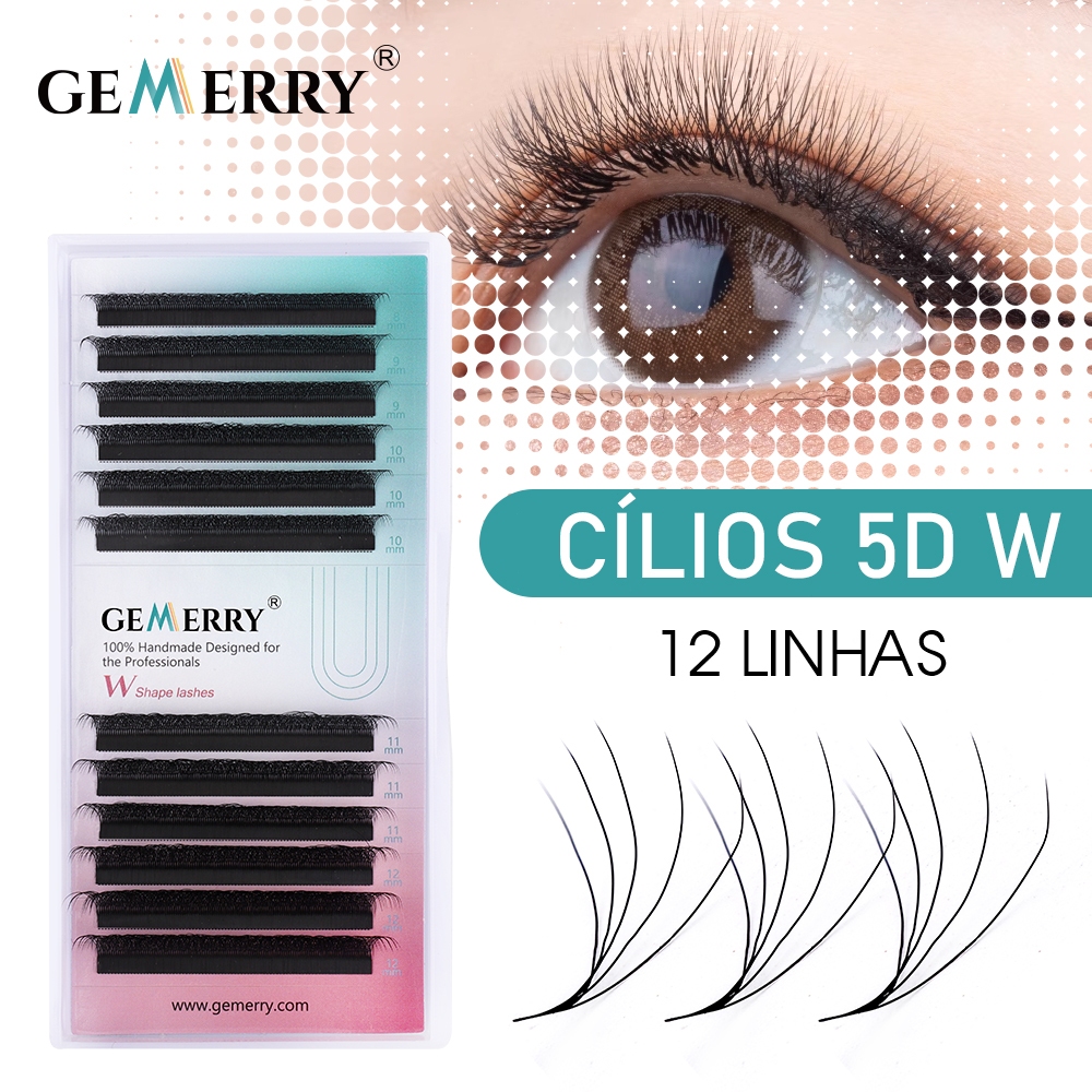 GEMERRY 5D W Shape Lashes Volume Brasileiro Cílios Postiços Extensões Suprimentos Natural Falsos Para Olhos Ferramenta De Maquiagem