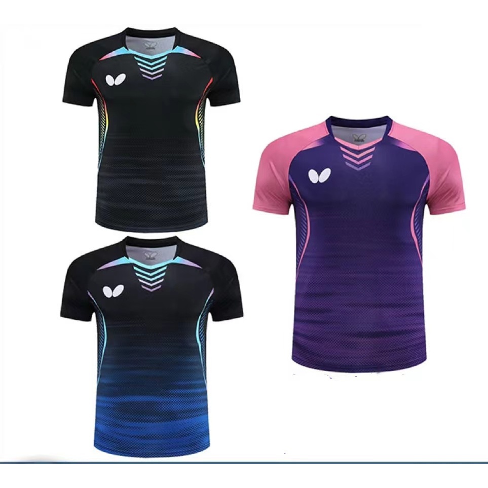 2024 Novo Fato De Tênis De Mesa Butterfly Manga Curta Camisetas Esportivas Masculinas E Femininas Secagem Rápida Roupas Venda Por Atacado