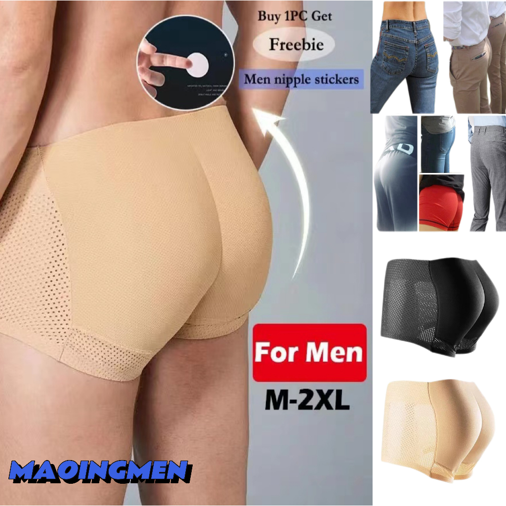 [MAOINGMEN] Cueca Boxer Masculino De Respirabilidade da Malha O Falso Bumbum Masculino Levanta Roupa Íntima Masculina Boxer Nádegas Esponja Almofada