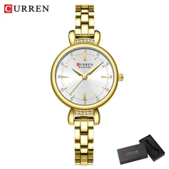 Relógio Feminino CURREN Marca Original Moda Genuína Negócios Casual Pequeno Discador De Aço Inoxidável Quartzo Analógico À Prova D'água 9098