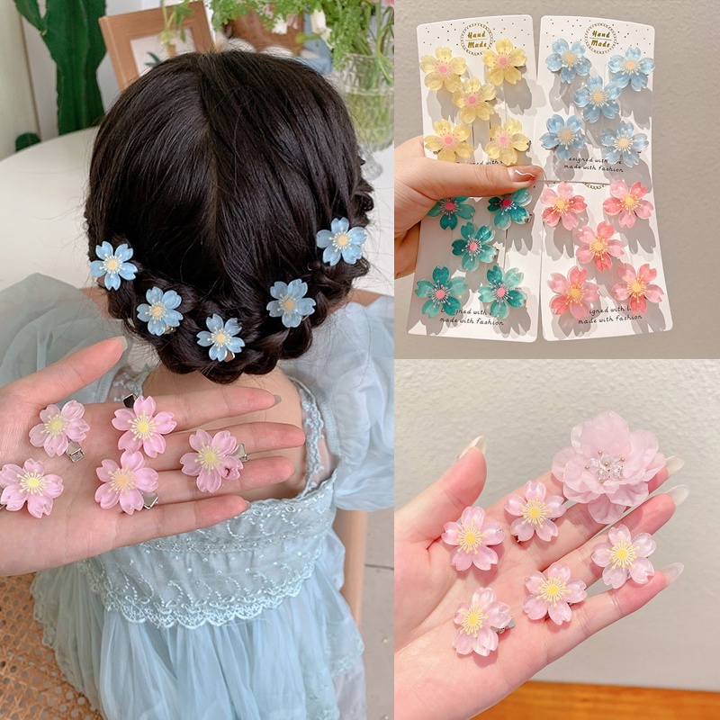 5PCS Cute Sweet Sakura Baby Hairpins Kids Hair Clips Crianças Headwear Princesa Barrette Meninas Acessórios De Cabelo