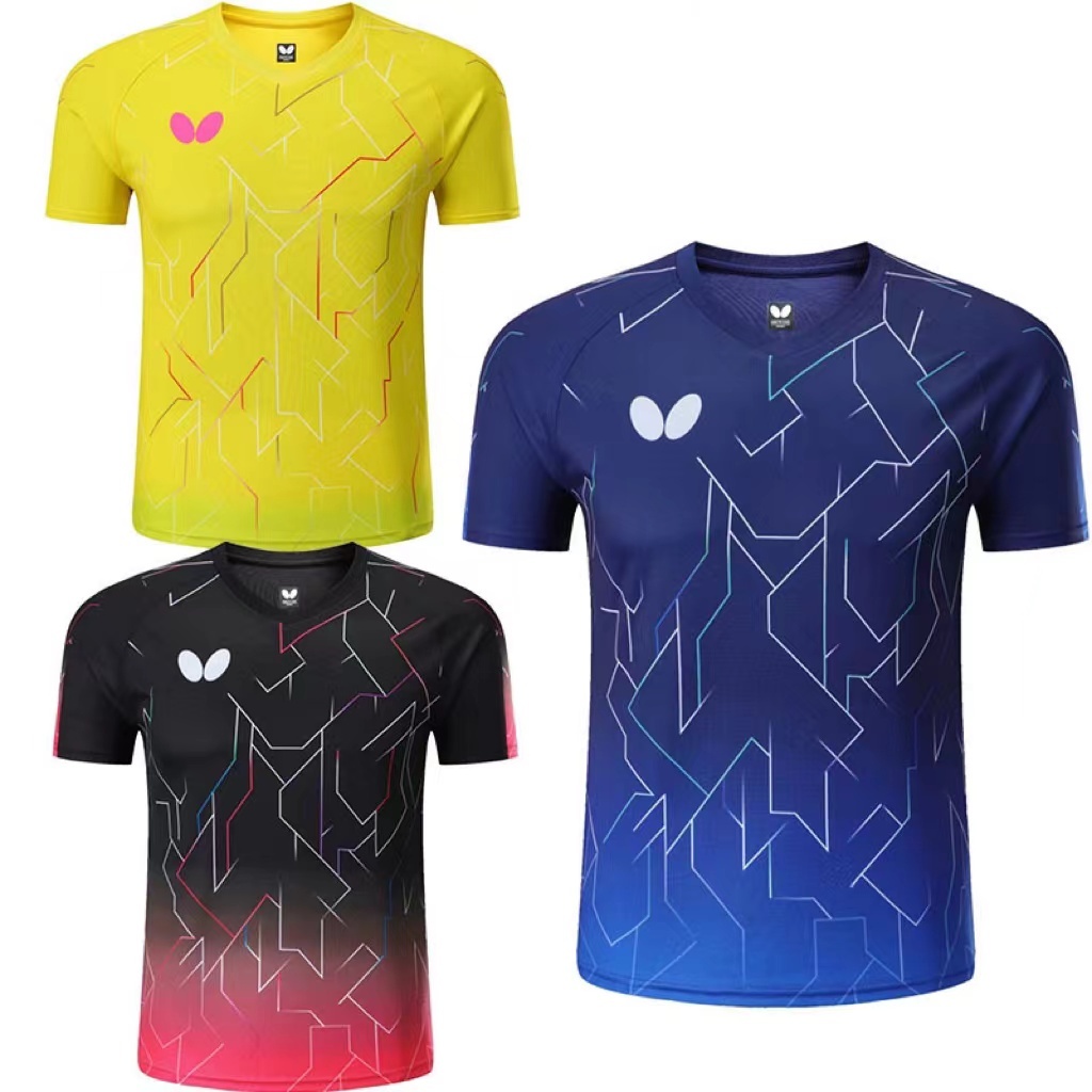 2024 Nova Roupa De Tênis De Mesa Butterfly De Verão Manga Curta Para Homens E Mulheres De Secagem Rápida