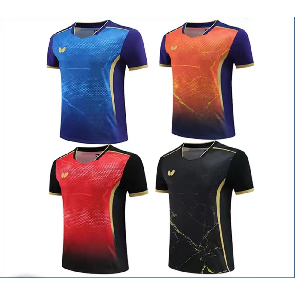 2024 Nova Mesa De Tênis De Butterfly Masculino E Feminino Competição Vestuário Esportivo Respirável Meia Manga De Secagem Rápida