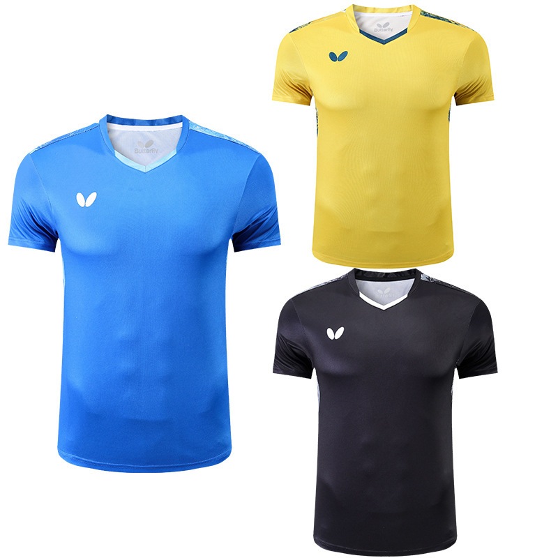 2024 Fato De Tênis De Mesa Butterfly Treino Pescoço Em V Para Homens E Mulheres Mesma Secagem Rápida Camiseta De Manga Curta Respirável Compra De Grupo