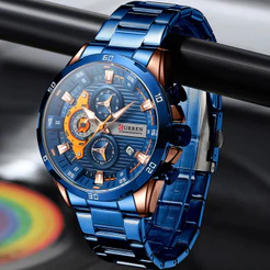 CURREN Relógios Masculinos Originais Marca De Luxo Cronógrafo Genuíno Código Apontadores Luminosos Negócios Casuais De Moda Em Aço Inoxidável Quartzo À Prova D'água 8402 XC