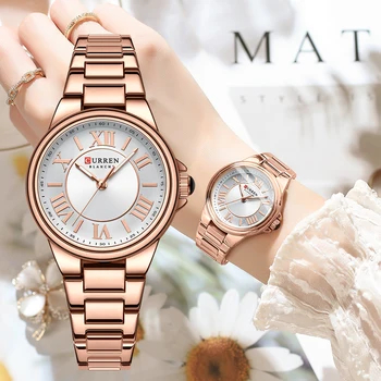 Novo Relógio CURREN Marca Original Feminino De Aço Inoxidável Ponteiro Luminoso Discagem Moda Negócios Casual Esportivos Quartzo Analógico À Prova D'água 9091 X em Oferta na Shopee