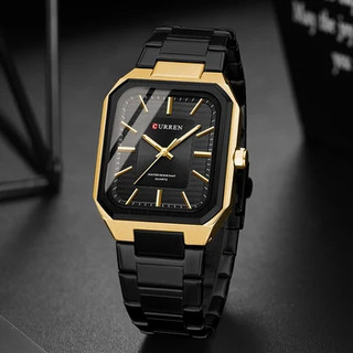 CURREN Relógio Masculino Quadrado De Aço Inoxidável Discagem Simples Original Moda Genuína Negócios Casual Quartzo Analógico 8457 XA em Oferta na Shopee