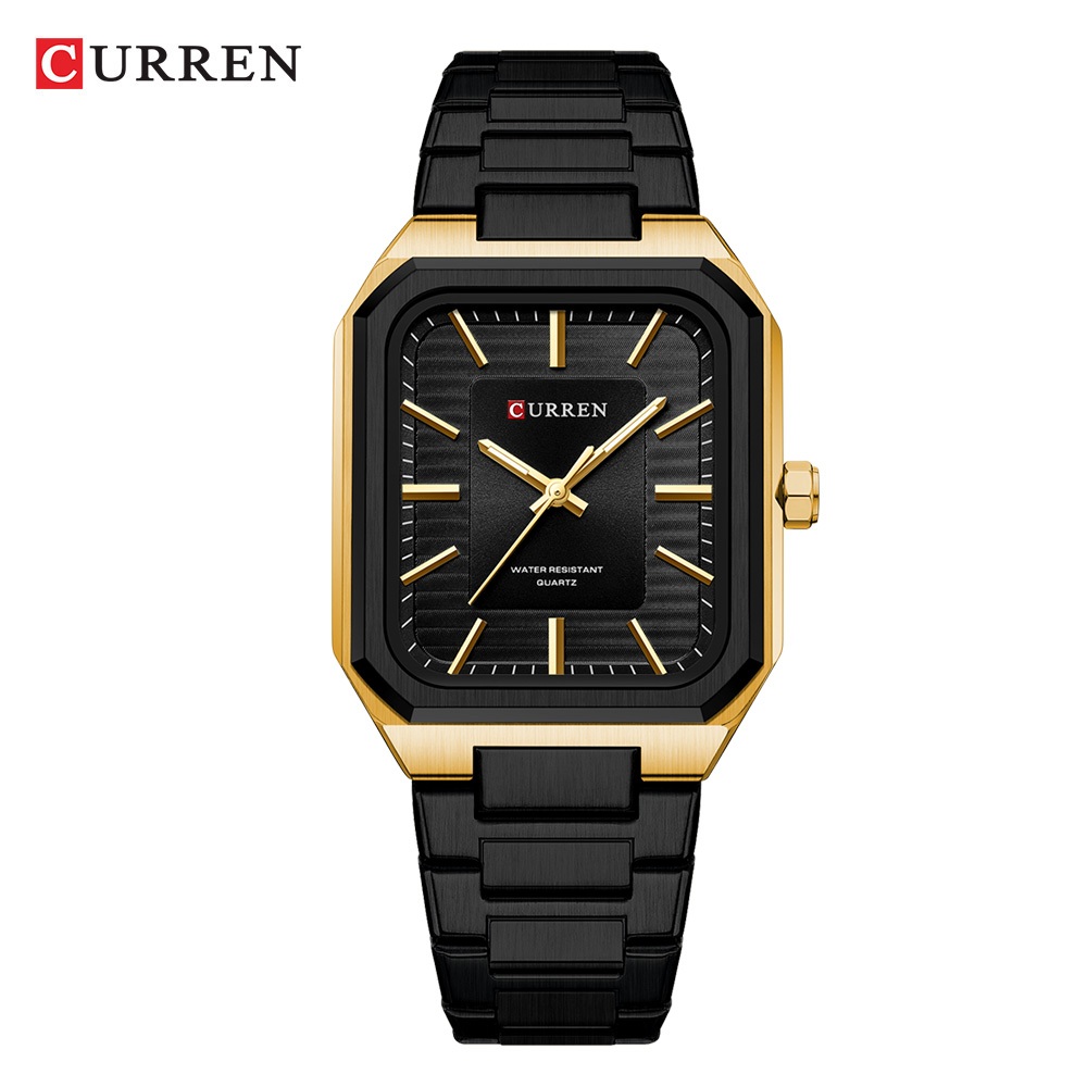 Detalhes do CURREN Relógio Masculino Quadrado De Aço Inoxidável Discagem Simples Original Moda Genuína Negócios Casual Quartzo Analógico 8457 XA